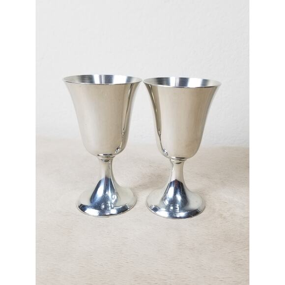 Roche Water Goblet 5" Towle Pewter Set of 2 Home Decor Vintage Collectible - Picture 5 of 10